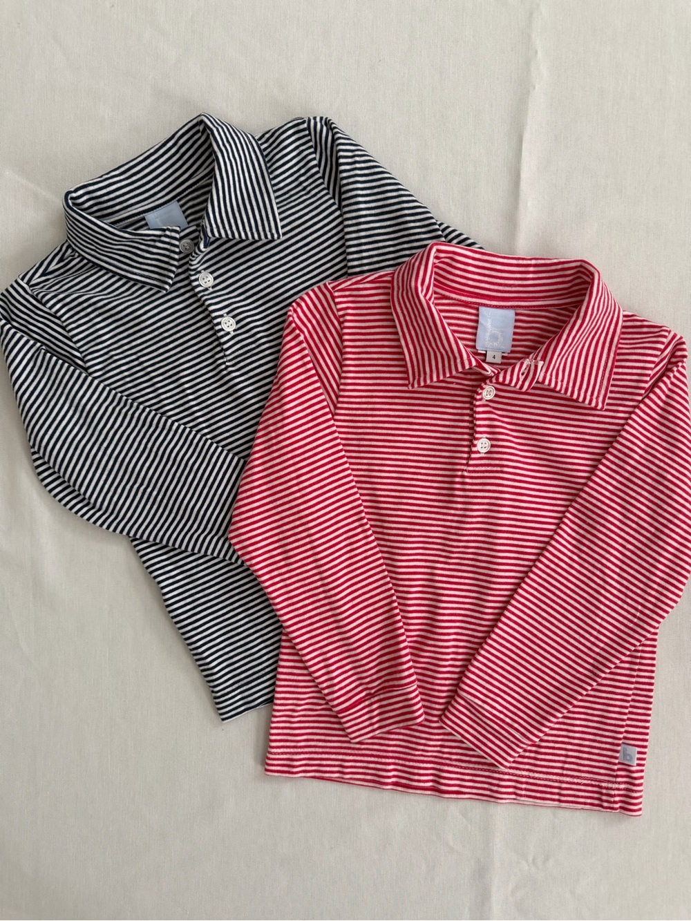 bella bliss Striped Long-Sleeve Polos - Red and Navy
